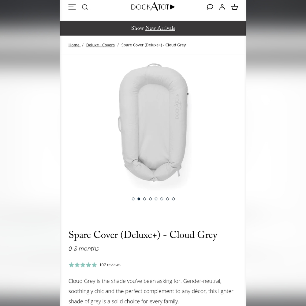 DockATot Deluxe Spare Cover Cloud Grey